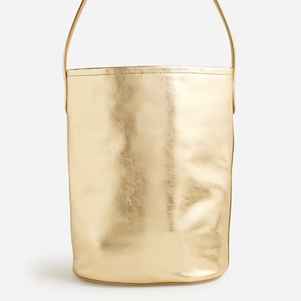J. Crew Metallic Gold Leather Bucket Tote